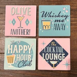 NWT Mid Century Retro Themed Set of Coasters